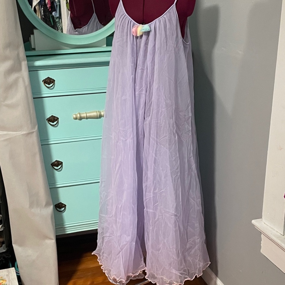 Vassarette Lavender Chemise with Pastel Bow